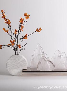 明现代简约透玻璃假房山艺品摆件样板家居客厅工玄关装饰PZ-58品