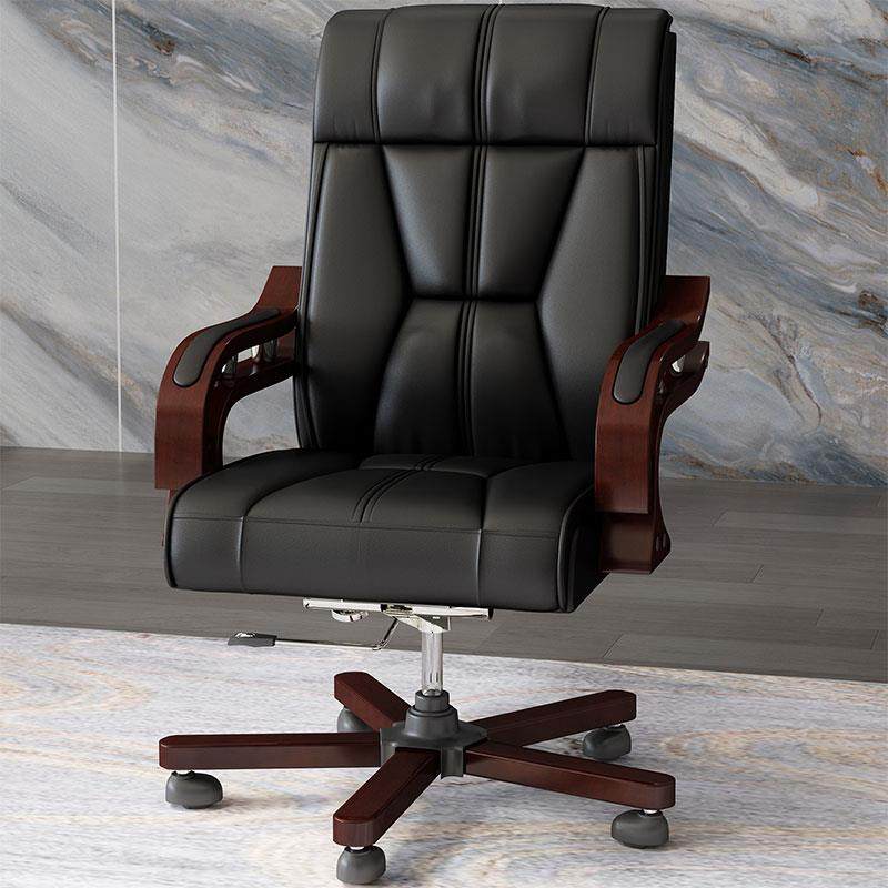 老椅子商务办公用椅实大DOB班椅久坐家简约皮板面电脑桌椅靠木椅 - 图2