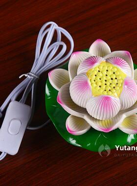 戴玉堂陶瓷佛前摆件佛堂供奉供佛莲花佛具用品七彩莲花灯佛供灯