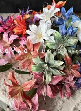 覆古3D打印小百合 蓝紫色婚庆百合花假花拍照道具家居摆饰桌面花