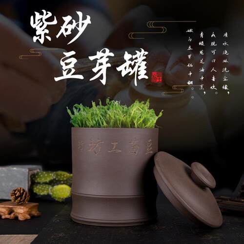 豆苗工坊紫砂豆芽罐大容量生发豆芽机家用发芽盆其他 - 图1