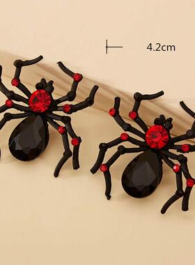 Halloween Black Spider Earstuds Funny EarringsGirl万圣节耳环