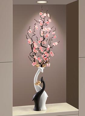相入户玄鹿伴花艺花瓶情侣鹿花客关厅艺术插福花器高档电视柜壁龛