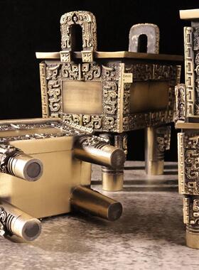 纯黄铜鼎盛千秋四方鼎摆件铜香炉司马记四方鼎可雕刻办公工艺品