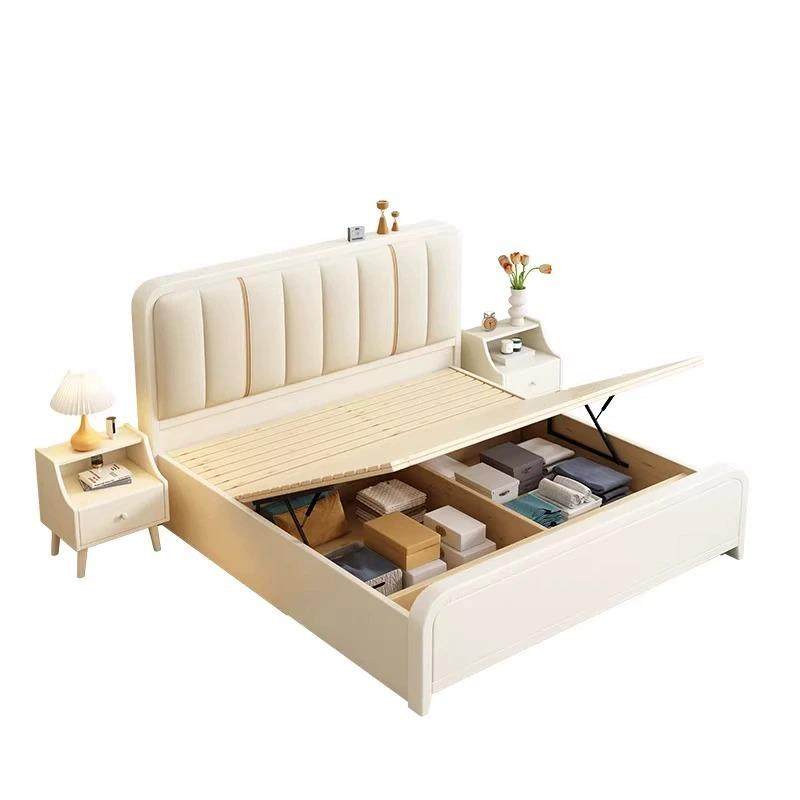 实木床奶油风简约现代北欧小户型双人床1.8米主卧软包皮靠储物,淘宝优惠券,粉丝福利购,淘宝优惠卷