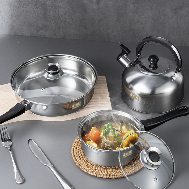 Cookware Sets不锈钢锅具套装12件套可拆卸手把汤锅水壶套装-图0