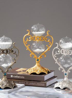 欧式NdjBKick心形沙爱心旋转漏计时器摆件30分创钟意计复古轻奢桌