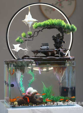 摆设流水桌面玻璃客厅礼品开业玄关循环摆件装饰创意喷泉景观鱼缸