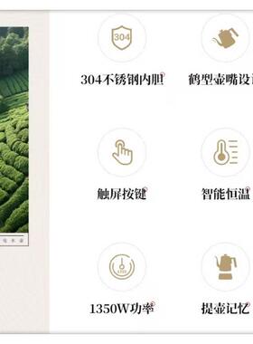 天际304不1锈钢285电热水壶1-人迷你泡茶触控智能调壶温提壶记忆.