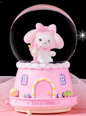 新款 贝壳美人鱼公主飘雪水晶球音乐盒女孩生日礼物学生桌面装饰