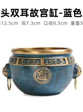 正品狮头黄铜故宫缸家工艺品黄铜米聚宝缸盆吉式祥物中居开业礼品