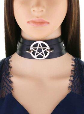 PU punk tendy star-shaped five-pointed star collar necklace