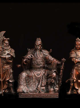 纯铜关公读书摆件居家客厅办公室武财神关羽夜读春秋关平周仓铜