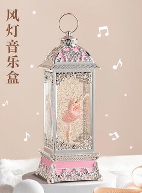 新款直销创意儿童公主小女孩生日礼物跳舞芭蕾八音盒飘雪旋转水晶