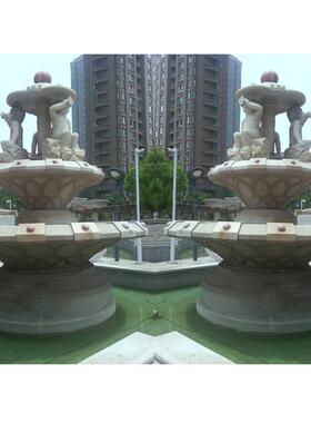 小区观头盆制作石别墅石雕1962水喷水盆报价户外大号景喷水雕塑图