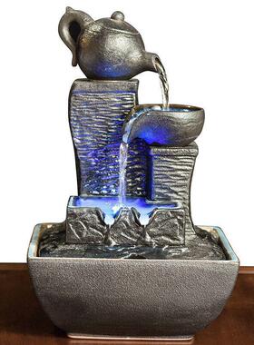 陶瓷流水摆件加湿器家居客厅桌面喷泉创意玄关装饰礼品