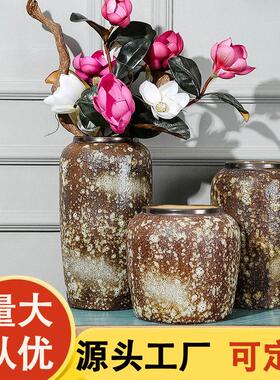 景德镇陶瓷中式古典复古桌面花客厅卧室摆件干花插花花盆