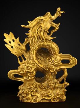 铜龙摆件招财青龙办公室桌面龙购四海摆件五爪金飞龙在天祥龙呈瑞