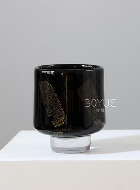 现代约112高创意脚箔手工琉璃花瓶会议室洽谈桌花金艺软简装饰品