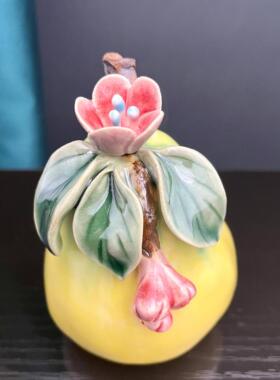 柚子陶瓷摆饰客厅家居书房装饰品供奉仿真水果手工艺礼品石湾公仔