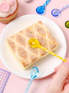 彩色玻璃螺旋勺子咖啡勺牛奶搅拌棒创意清新甜品勺玻璃勺子小勺子