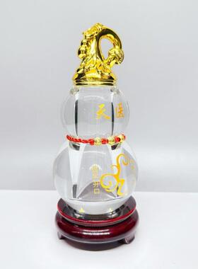 水晶天葫口芦摆件空心开客厅玄摆HJP关办公桌装饰招财转医运工艺