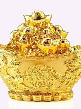 招财宝公金元宝龙凤聚宝摆件存钱罐客厅办盆室桌面XHYYB工进艺开