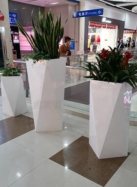 厂家定制玻璃钢切面花盆多面组合异形花器室内商场售楼部景观花盆