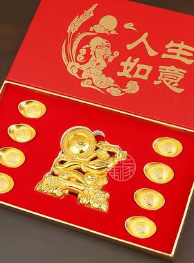 人生如意富甲一方金属合金招财摆件工艺品居家纳福客厅收藏品