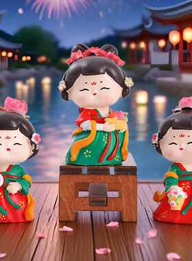 西安文创纪念品古风女孩大唐仕女可爱摆件办公桌面装饰礼物送女生