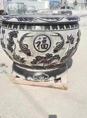 石雕鱼缸花盆石缸天然青石门海彷古养鱼荷花缸庭院石头缸户外摆件