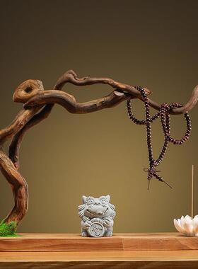 天然实木根雕摆件创意家居客厅装饰工艺礼品摆饰风化木树根禅意悟