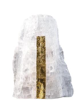 现代简约天然晶石新中式假山摆件样板间客厅酒店玄关软装饰品摆设