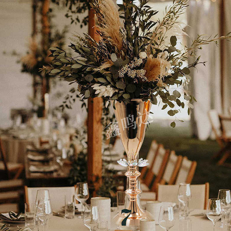 创意婚礼花器酒店民宿餐桌装饰客厅工艺花瓶摆件金色电镀喇叭花瓶,淘宝优惠券,粉丝福利购,淘宝优惠卷