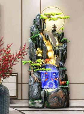 大型泉水风幕墙流水屏背景庭墙64677087假山喷院室内落地鱼缸玄关