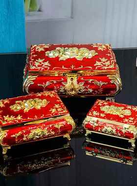 式金属高立体玫瑰首饰珠宝饰VVH品收盒纳装饰档饰欧品盒摆件结婚