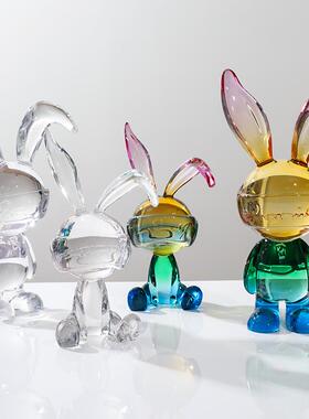 坐姿闪电兔子摆件客厅酒柜电视柜轻奢高档艺术高级感小众装饰品