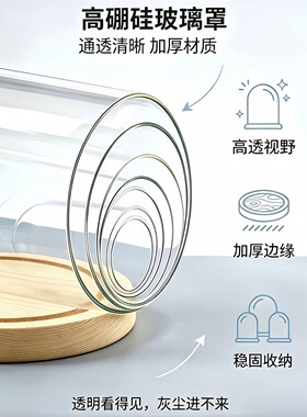 钟表核桃品摆件玻璃罩干花玻璃罩手工卡通保存瓶应援棒