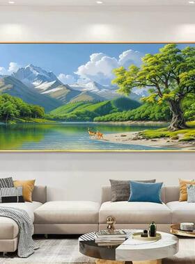 客厅沙发背景墙装饰画青山绿水办公室挂画山水风景书房墙画壁画