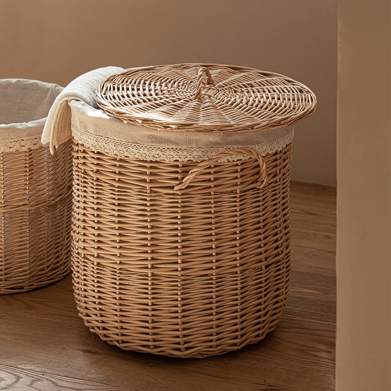 柳编脏衣篮脏衣服收纳筐藤编带盖卫生间浴室放衣服脏衣篓整理箱,淘宝优惠券,粉丝福利购,淘宝优惠卷