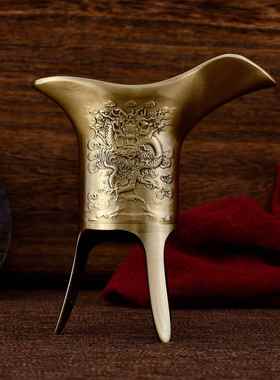 爆款黄铜工艺品摆件办公桌面摆件黄铜爵杯龙凤爵杯