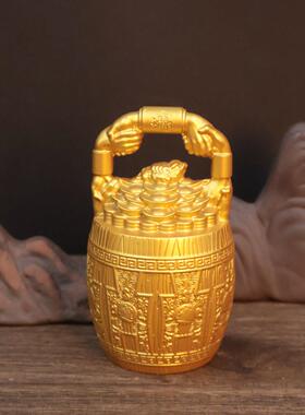 共赢一桶金摆件招财进宝一桶江山进宝小水桶创意桌面摆件工艺品