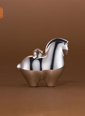 玺匠金铺《马上有钱》足银999 生肖马摆件吉祥物 生日礼物