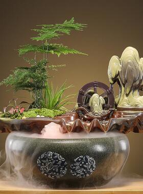 招财流水摆件循环水客厅生财创意家居装饰办公室桌面店铺开 业礼