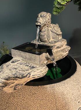 龙龟流水生财摆件循环水鱼缸办公室桌面茶室招财乔迁开业礼品