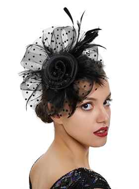 Vintage Women Feather Flower Fascinator Hat Ladies Hair Acce