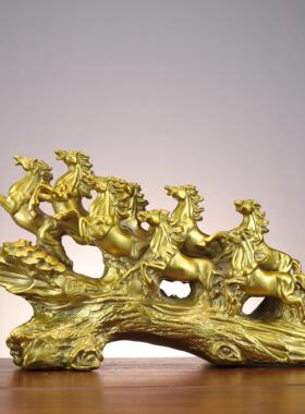 铜马八骏雄风马摆件中式客厅办公室酒柜子摆件装饰铜八马