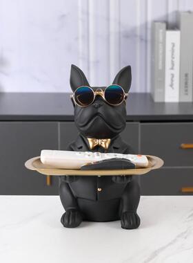 斗盘牛犬狗收纳摆玄关门口428钥匙托糖果个件性家居装饰盘品创意