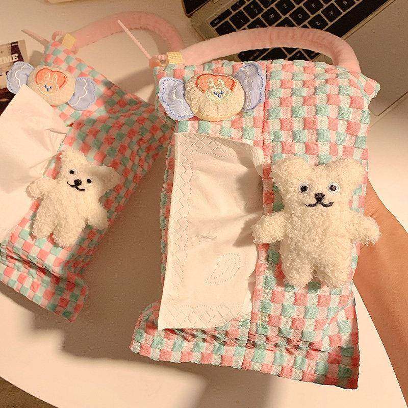 车载纸巾盒中控台韩系奶油风布艺抽纸盒挂式可爱车载椅背收纳袋汽,淘宝优惠券,粉丝福利购,淘宝优惠卷