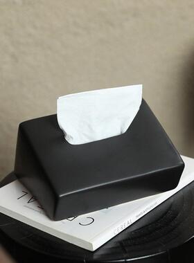日式现简约陶瓷纸巾盒几何纸抽盒抽纸盒客厅餐桌摆件创意装饰品